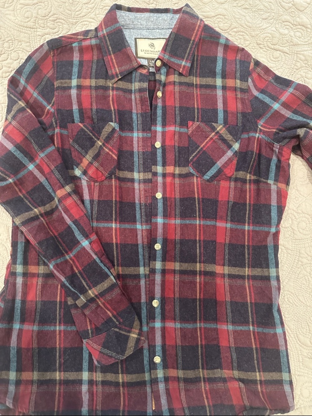Legendary Whitetails Red and Navy Plaid Button-Down Shirt